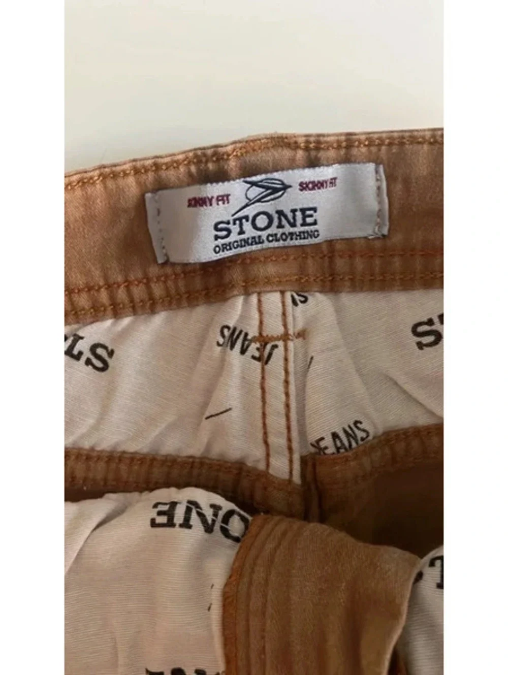 Stone Men's Skinny Fit Stretchy Beige Pants Size 36